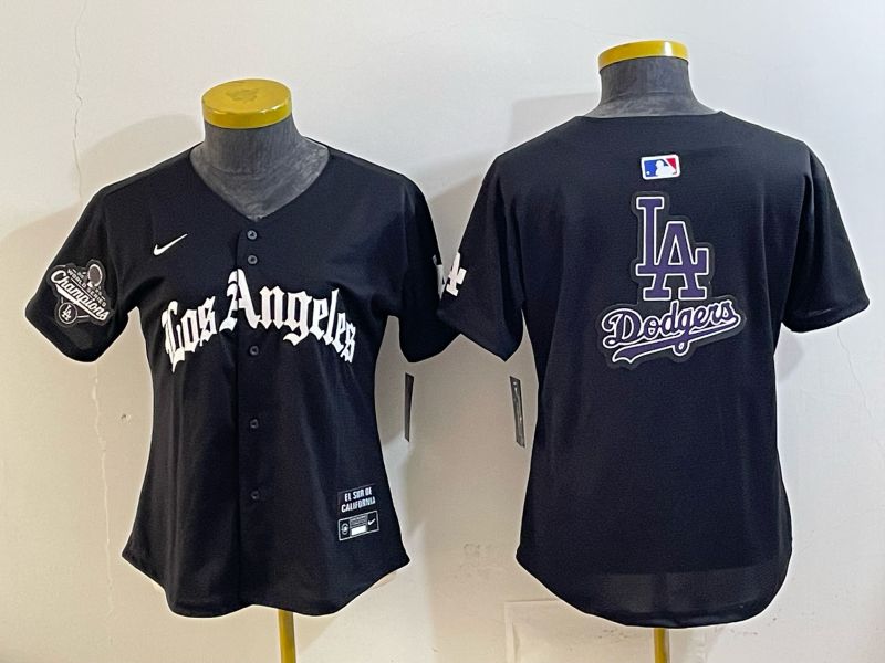 Women 2026 Los Angeles Dodgers Blank Black Game Nike MLB Jersey style 0024